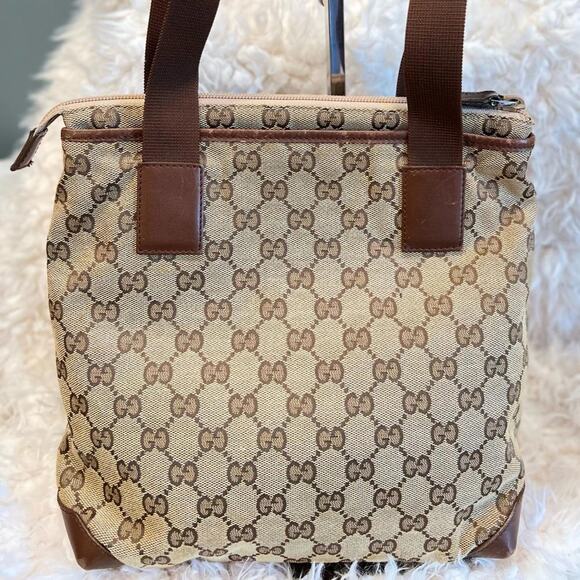 Gucci Canvas and Leather GG Web Tote Shoulder Bag (GGXX130) - Picture 3 of 11